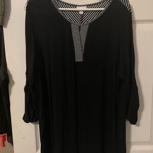 Avenue Black Tunic with Striped Accent